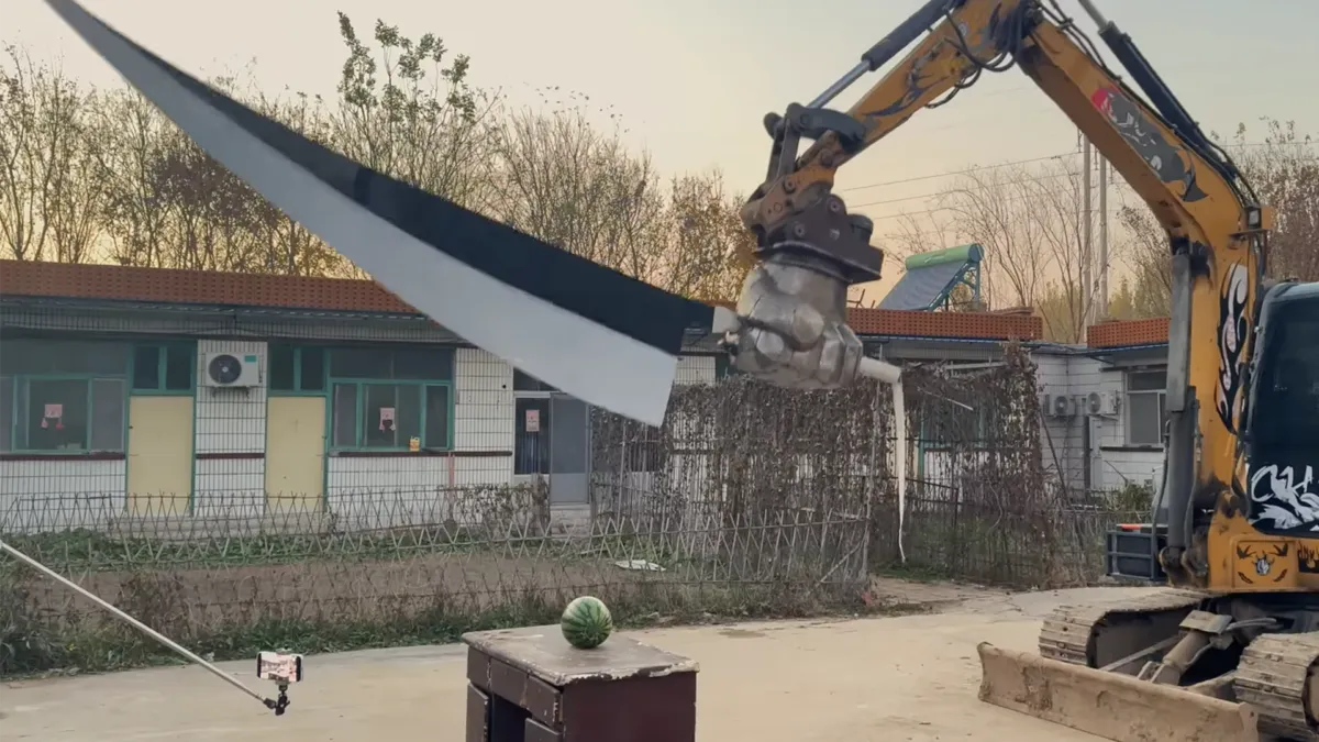 YouTuber rezolvă un dezacord fratern cu o excavatoare și o sabie hilarant de mare