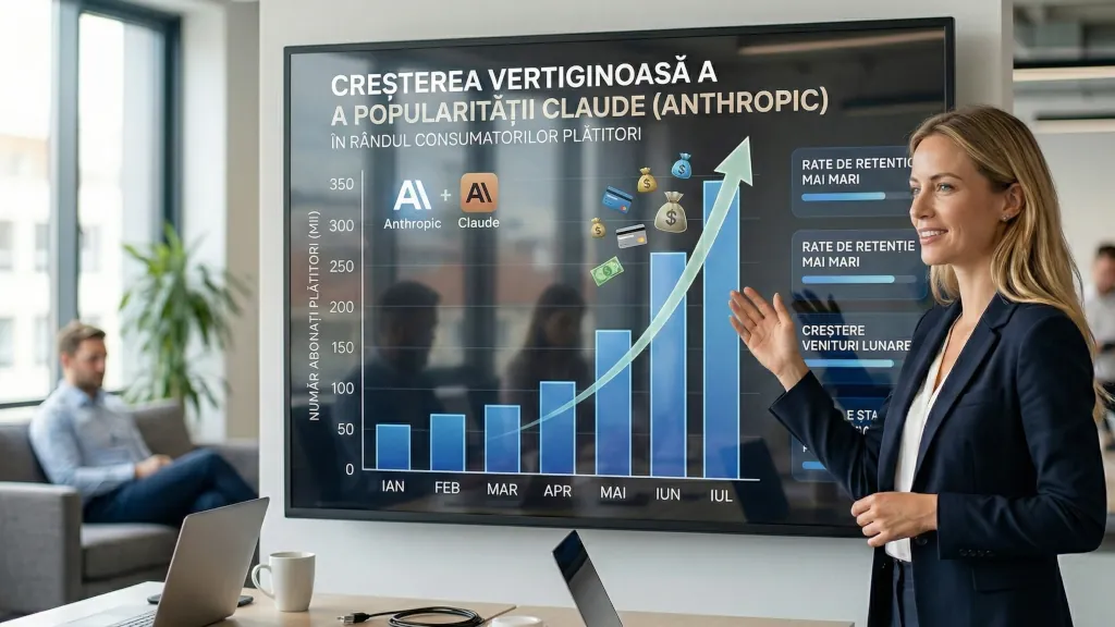 Popularitatea Claude de la Anthropic în rândul consumatorilor plătitori crește vertiginos