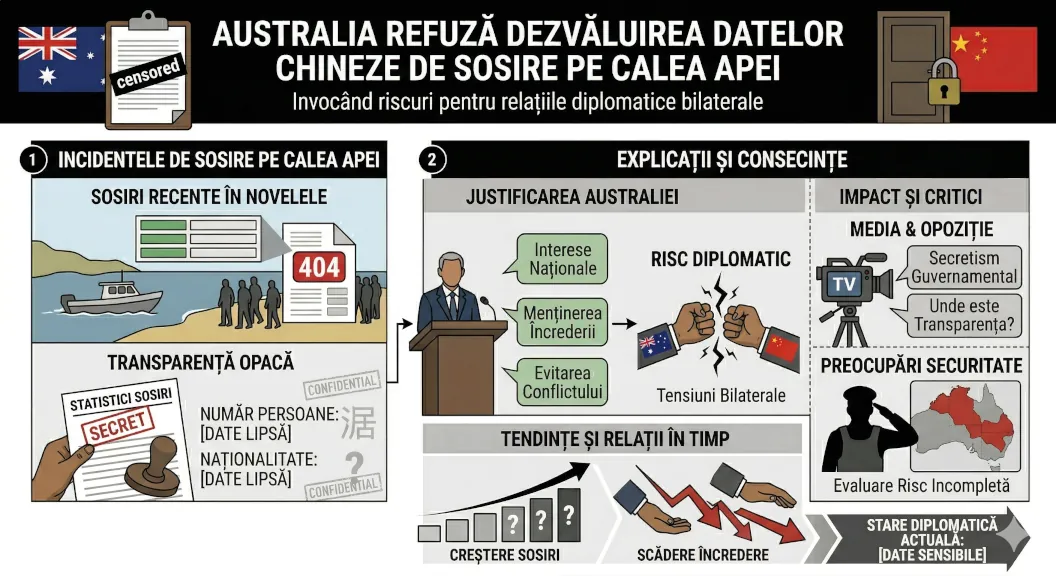 Australia refuză să dezvăluie numărul cetățenilor chinezi care sosesc pe calea apei, invocând riscurile pentru relațiile diplomatice bilaterale