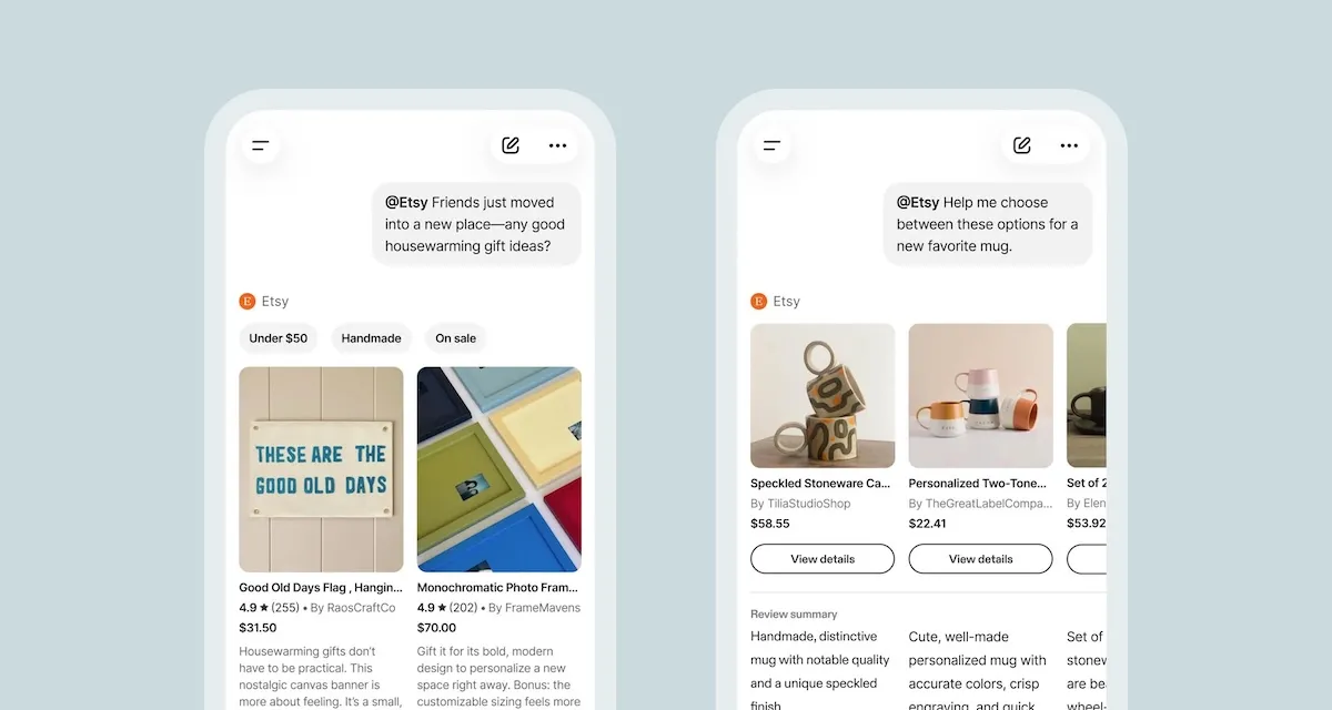Etsy lansează aplicația nativă în ChatGPT: un nou pas în strategia de inteligență artificială