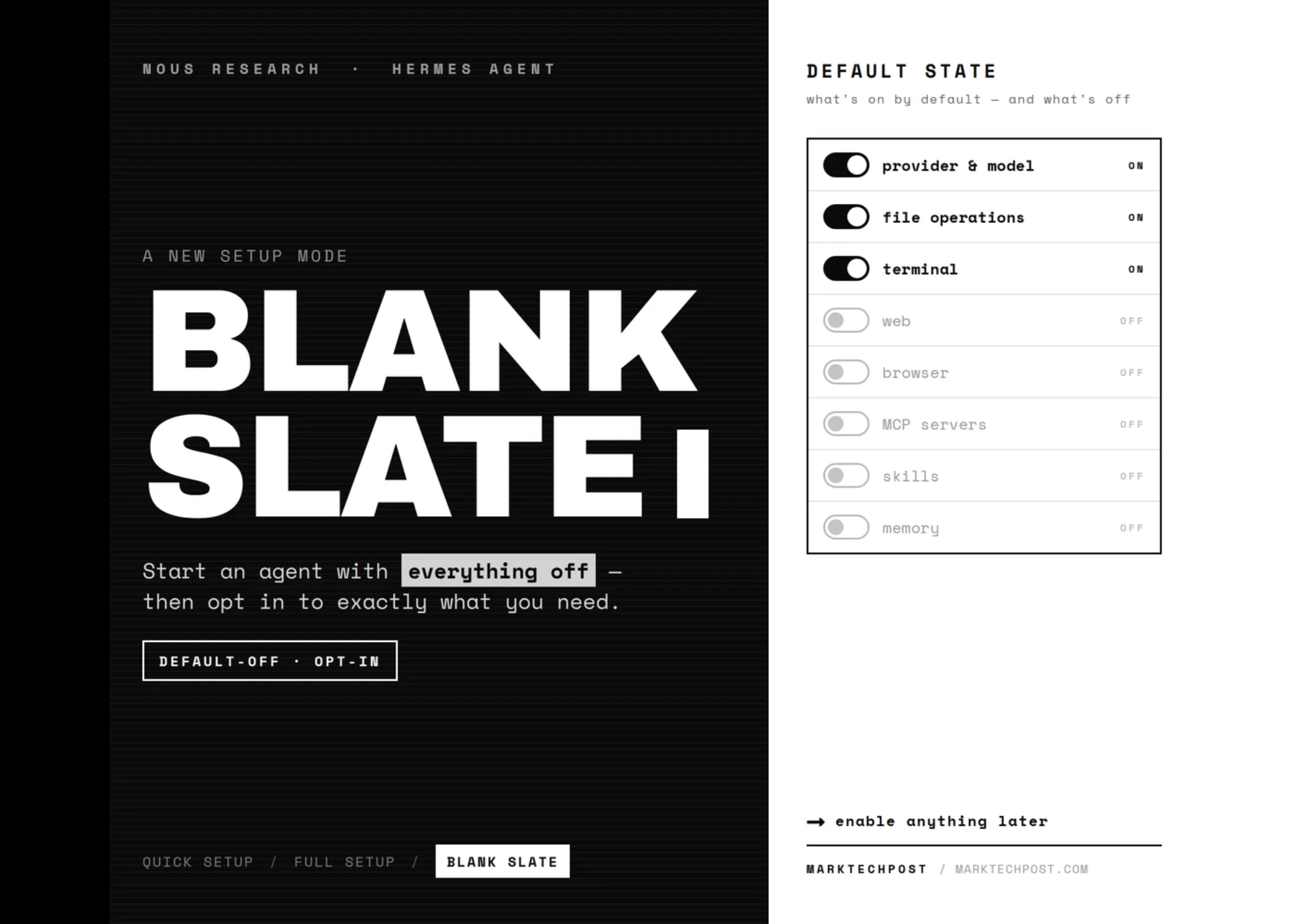 Nous Research lansează modul „Blank Slate” pentru Hermes Agent: instrumente fixate prin platform_toolsets.cli și disabled_toolsets