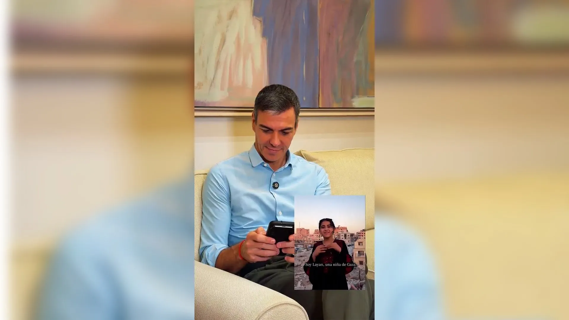 Premierul spaniol Pedro Sanchez îi mulțumește unei tinere artiste din Gaza pentru pictura dedicată lui